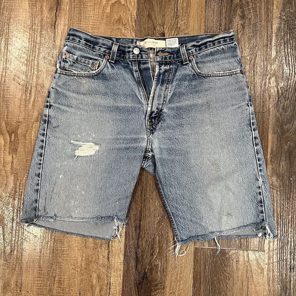 Vintage Levis 505 Cut Off Jean Shorts Distressed 34 10" Inseam Made in Canada
